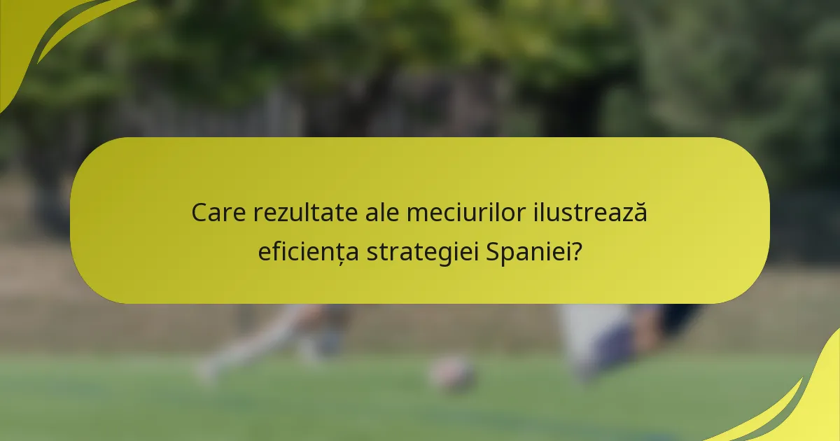Care rezultate ale meciurilor ilustrează eficiența strategiei Spaniei?