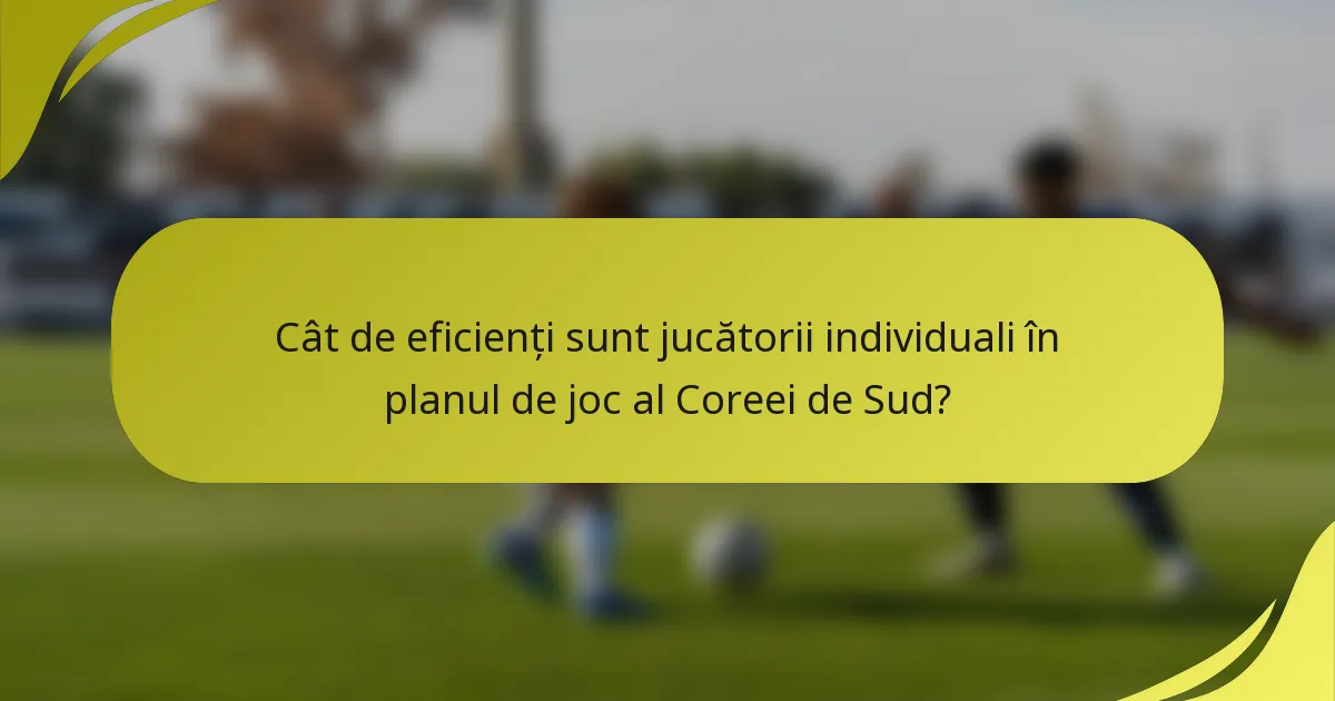 Cât de eficienți sunt jucătorii individuali în planul de joc al Coreei de Sud?